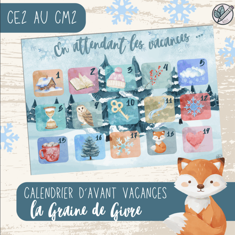 Calendrier d’avant vacances 2025