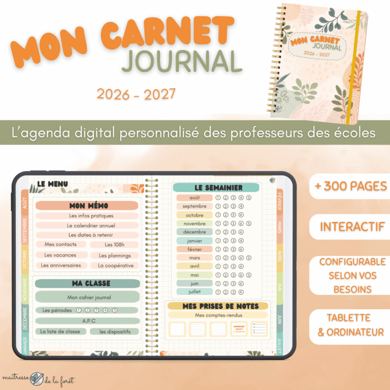 Le Carnet journal 2026-2027 : l&rsquo;agenda digital personnalisé des profs des écoles